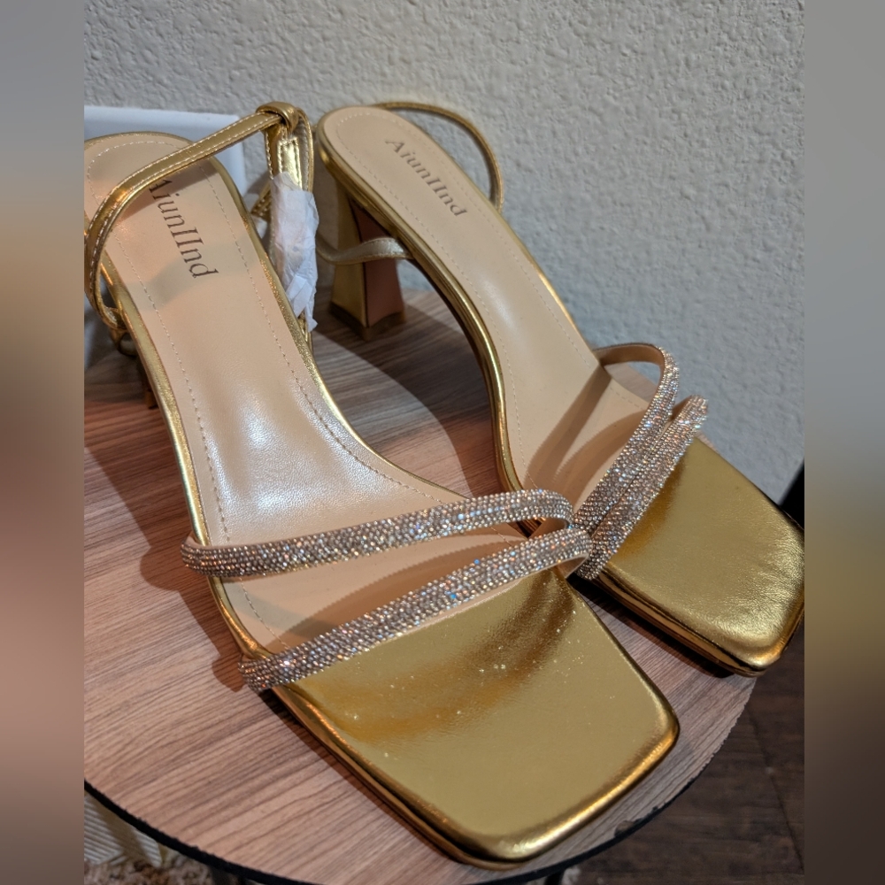 Ava & Aiden Gold Embellished Heels Size 10 Formal Shoes